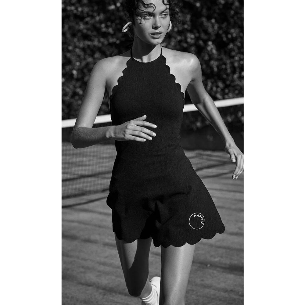 Marysia Swim Black Scalloped Halter Mini Dress